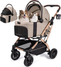 5-in-1 Foldable Dog Cart for Small/Medium Pets up to 55lbs, Detachable Waterproof Seat & Child Seat