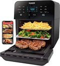 Nuwave Brio Air Fryer Oven, 15.5Qt X Large Family Size, SS Rotisserie Basket &Skewer Kit, Reversible Ultra Non Stick