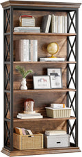 6-Tier Bookcase, 71 Inches Industrial Bookshelves, Floor Standing Display Storage Shelves Tall Bookcase for Home Office