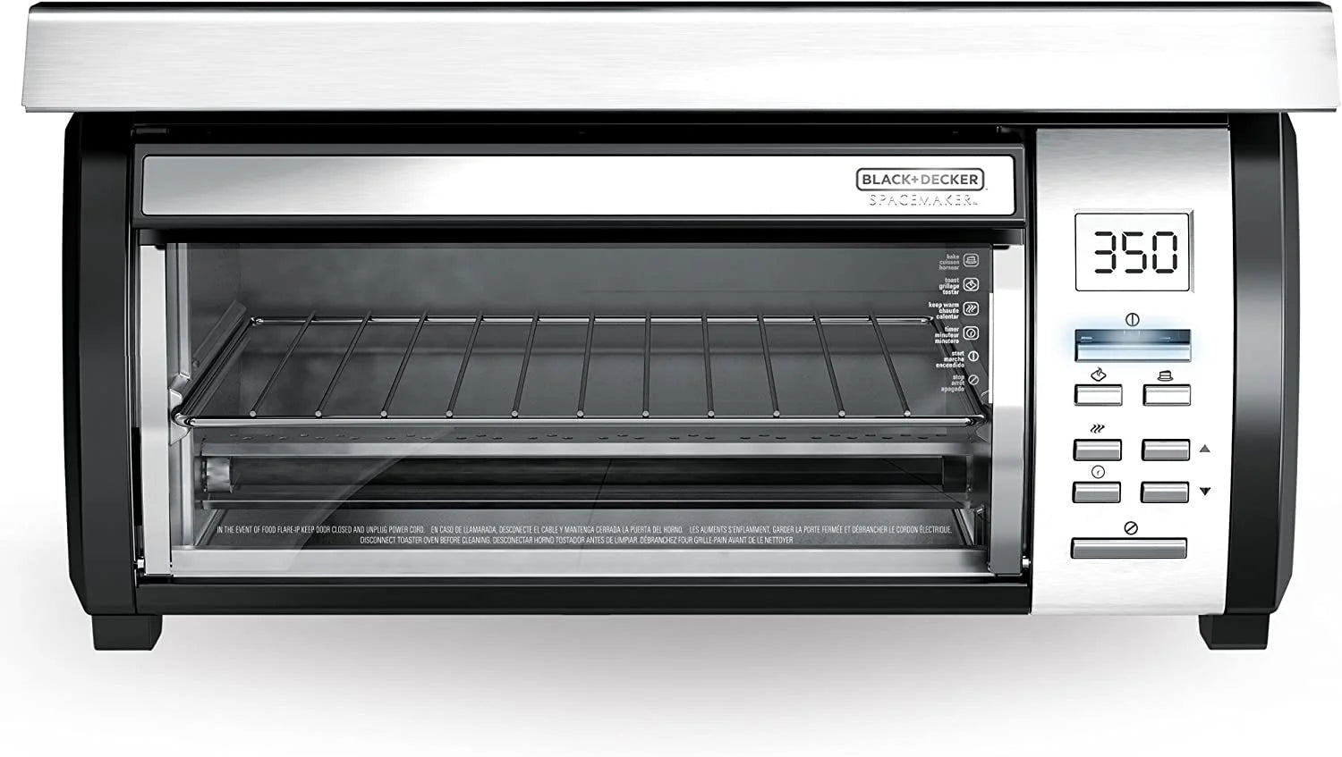BLACK DECKER SpaceMaker Under Counter Toaster Oven, Digital Controls, Black/Stainless Steel, Fits 9′′ Pizza or 4 Slices