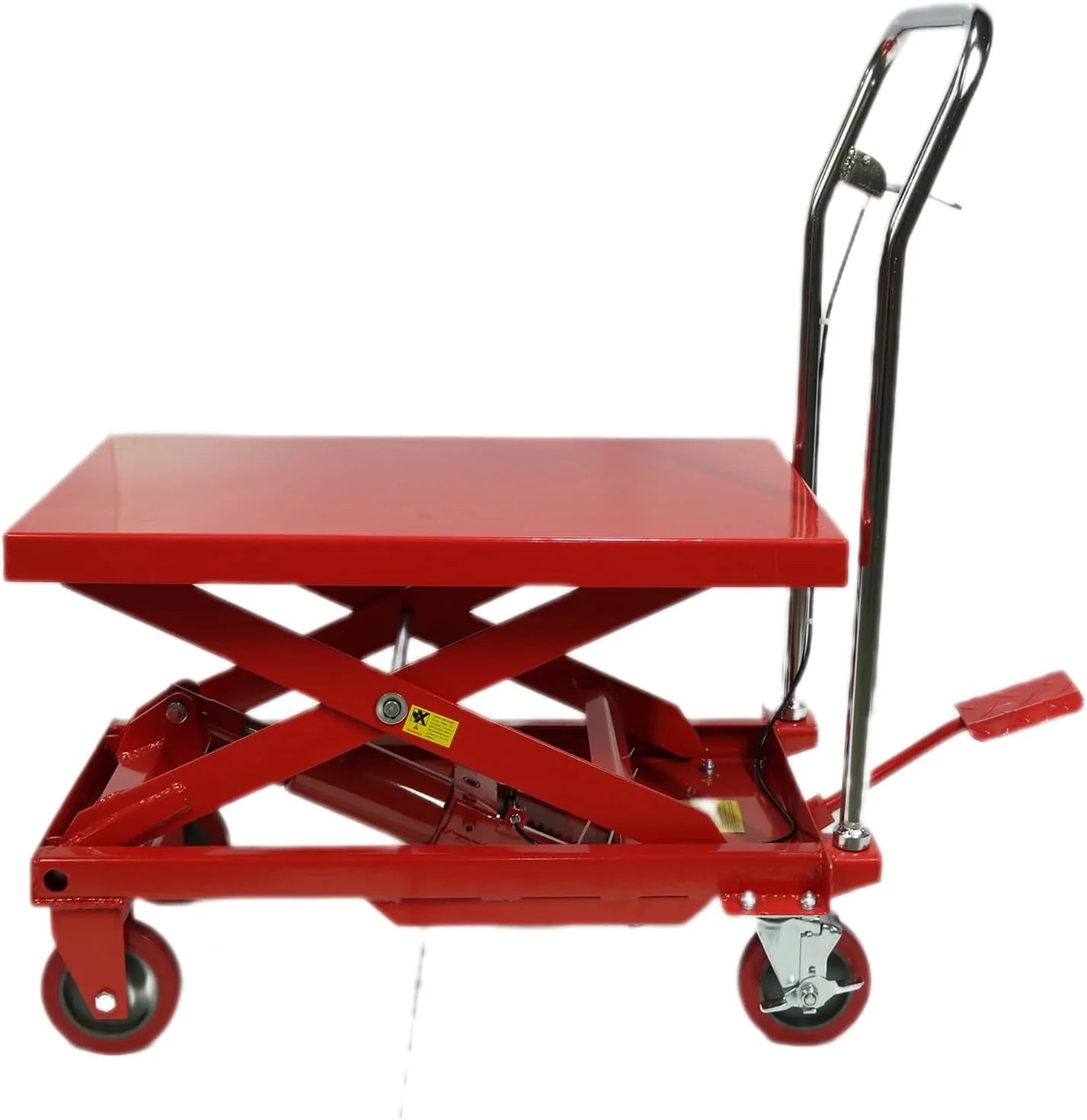 500LBS Hydraulic Lift Table Cart, 30" Lifting Height., Double Scissor Lift Table with 4 Wheels and Non-Slip Pad, Hydraulic