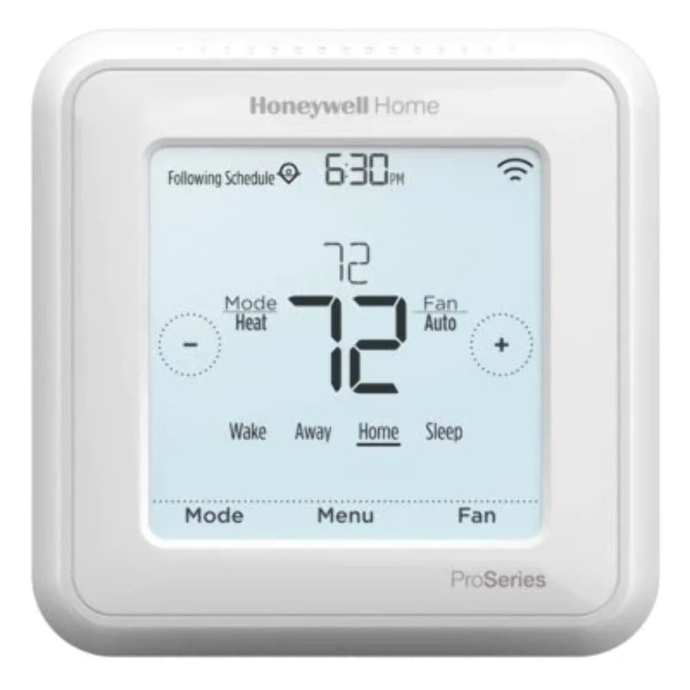 T6 Pro WiFi Programmable Thermostat, 2H/1C Heat Pump & 2H/2C Conventional, White