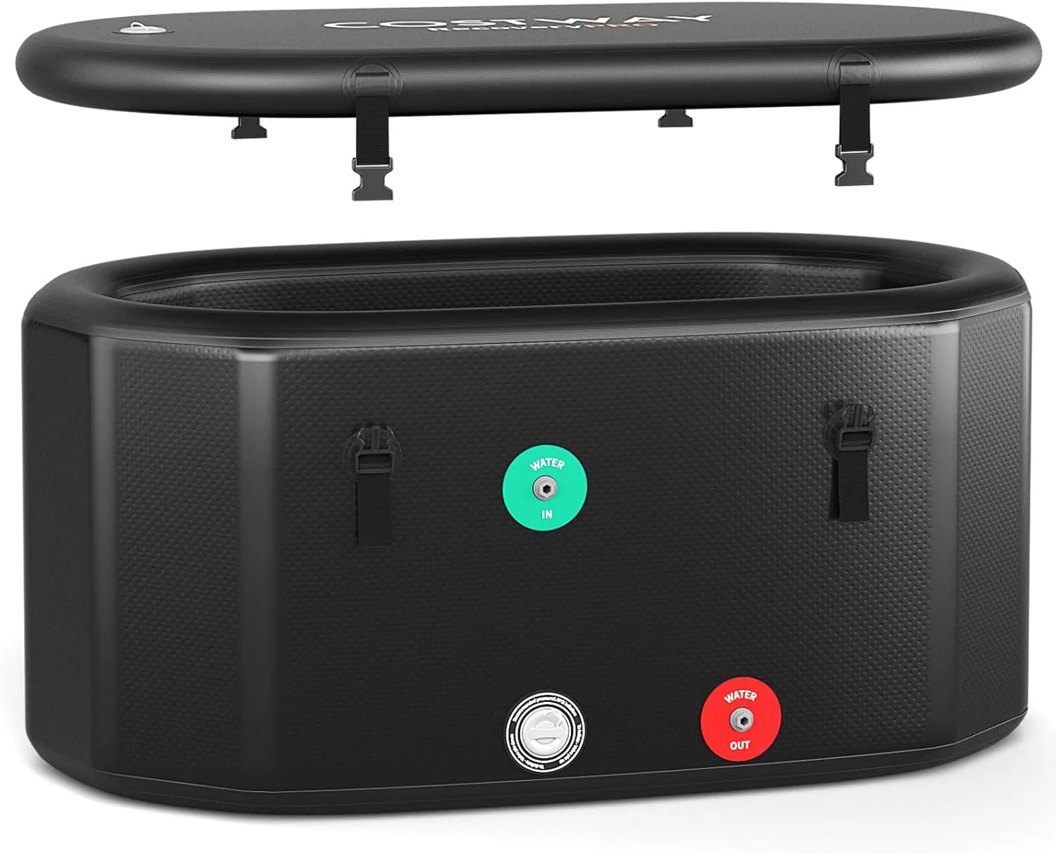 129 Gallon Oval Portable Ice Bath Inflatable Cold Plunge Tub with Lid, Pump, Backpack, Chiller Compatible (Black)