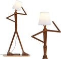 Cool Tone Tall Floor Lamp, Wooden LED Standing Lamp, Rustic Style for Bedroom Living Room Office