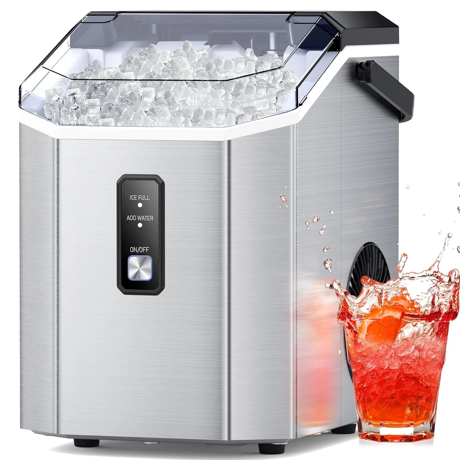 Nugget Ice Makers Countertop, Pebble Ice Makers with Soft Chewable Ice, Ready in 6 Mins, 35lbs/24H, One-Click Operation, Self