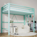 Loft Bed Twin Size with Ladder and Guardrail,Heavy Duty Metal Slats Support No Box Spring Needed Small Space Saving Furniture