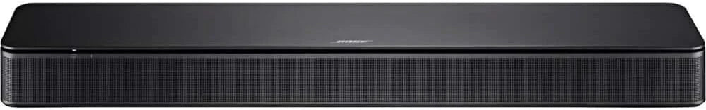 TV speaker - A small audio device with Bluetooth and HDMI-ARC connection capabilities, in black. Includes remote control.
