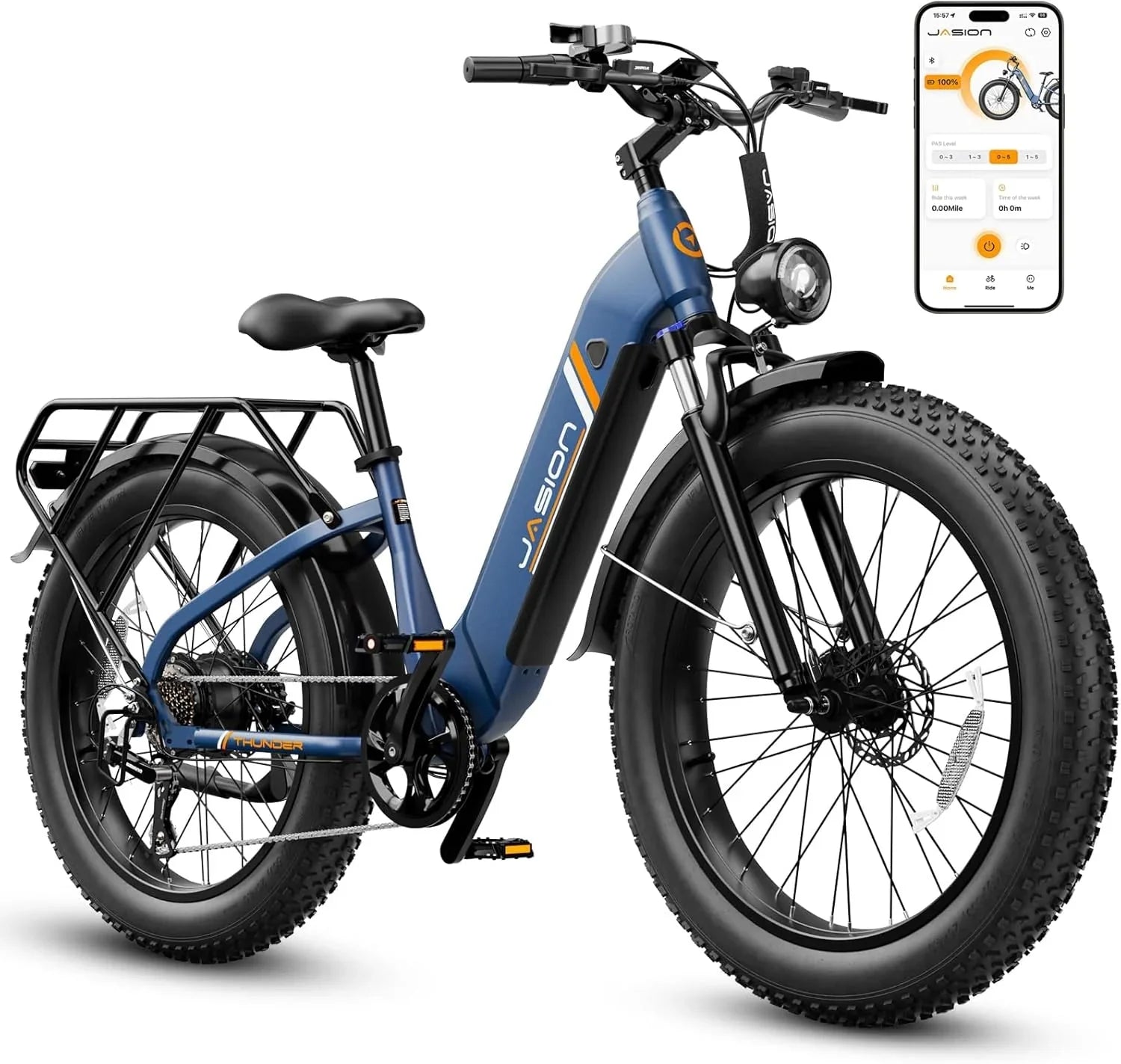 Thunder Electric Bike 1500W 30 MPH 80Miles Range Fat Tire Hydraulic Disc Brakes