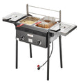 Outdoor Dual Burner Propane Fryer, 16-Gallon Stainless Steel with Basket & Thermometer