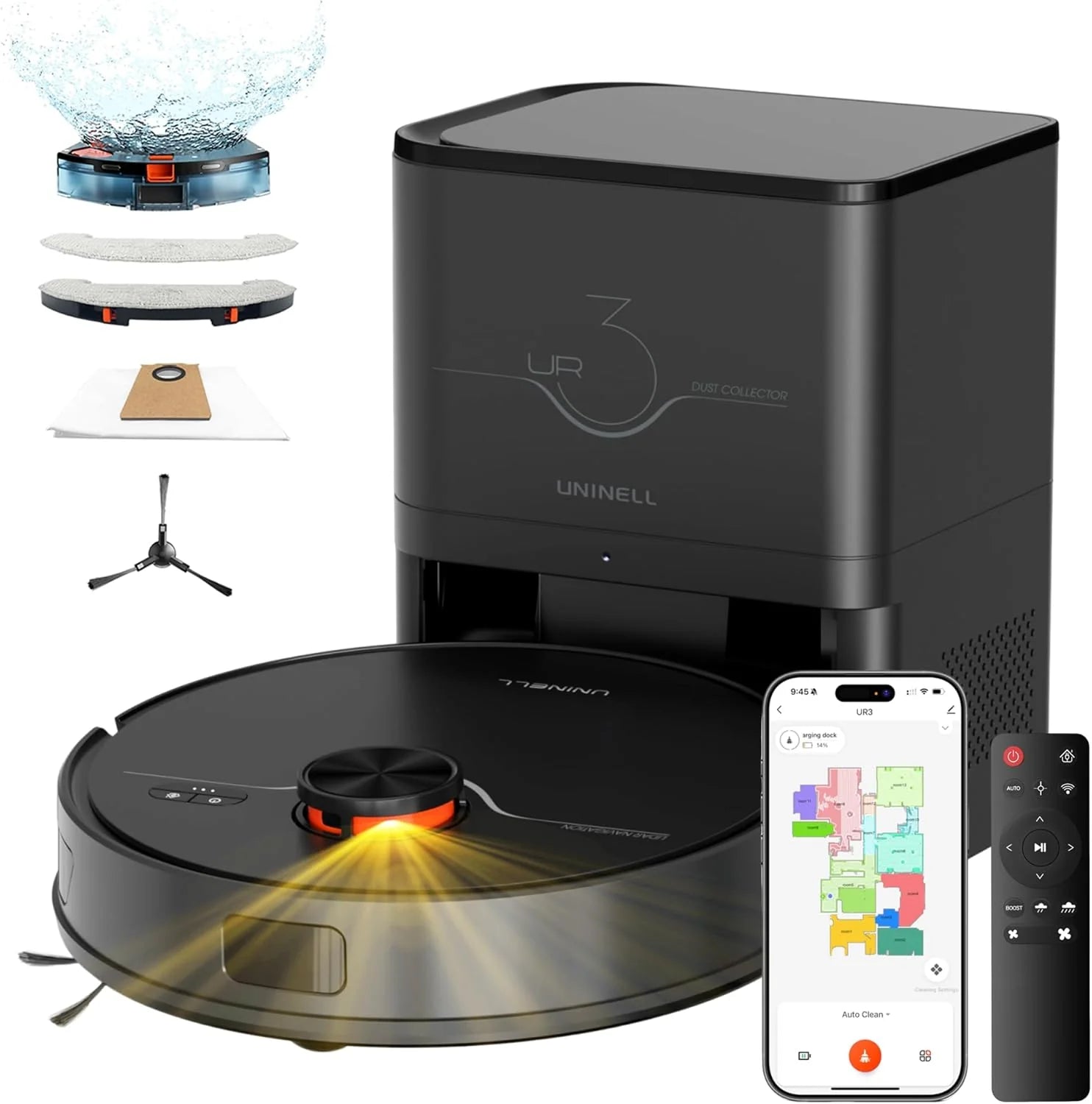 5000Pa Robot Vacuum Mop Cleaner, 180min Runtime, 70-Day Auto-Empty, Laser Navigation, Wi-Fi/App/Alexa, For Pet Hair Hard