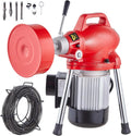 66ft x 5/8in Sectional Sewer Cleaner, 250W Electric Drain Auger with Manual Feeder, 2 Cables, 7 Cutters, Forward/Reverse, for