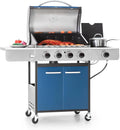 Burner Propane Gas BBQ Grill with Side Burner & Porcelain-Enameled Cast Iron Grates, 42,000 BTU Output Stainless Steel Grill