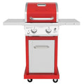 2-Burner Propane Gas Grill, Red Stainless Steel, 28,000 BTUs, Compact Design