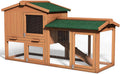 58" Wooden Chicken Coop with Nesting Box & Tray, Outdoor Rabbit Hutch (58x21x34)