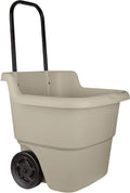 Resin 15.5 Gallon Multi-Purpose Rolling Cart with Wheels, Durable Plastic, Brown/Taupe