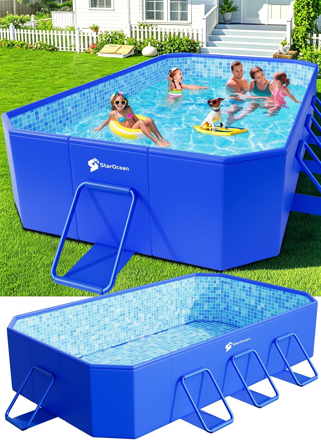 Foldable Pool, Large Non-Inflatable Swimming Pool For Kids,Adult Collapsible Pools Hard Plastic Shell, Oversized