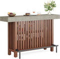 63" Large Home Bar Counter, Double Layer Kitchen Island Table with Footrest, Modern Coffee Bar Cabinet