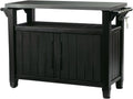 Keter Outdoor Rolling Table Cart for Food Prep, Storage, Bar & Grill, Dark Brown