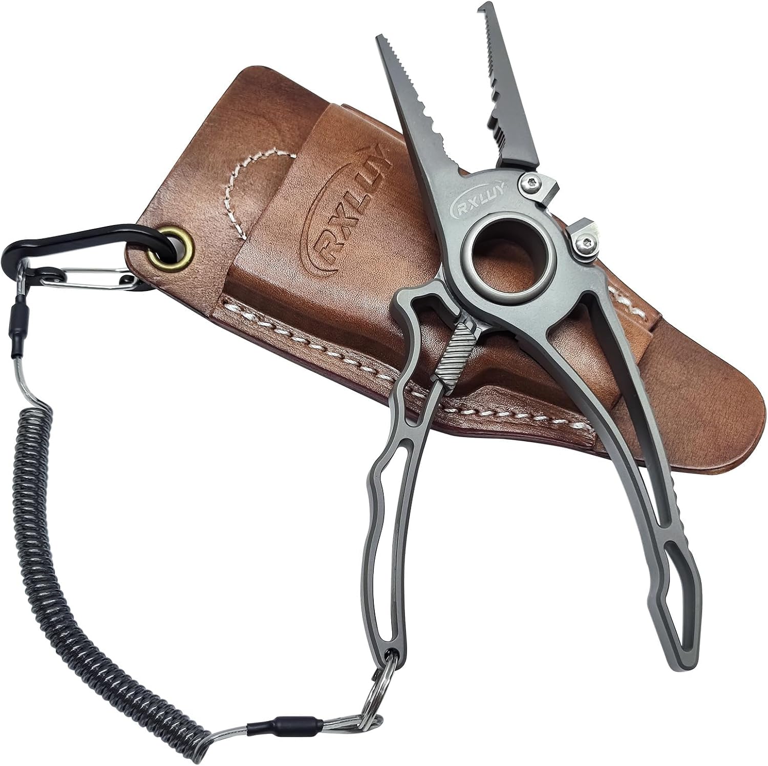 Titanium Fishing Pliers Kit Tungsten Cutter, Hook Remover, Lanyard, Lockable (Ice/Sea Fishing Gift)