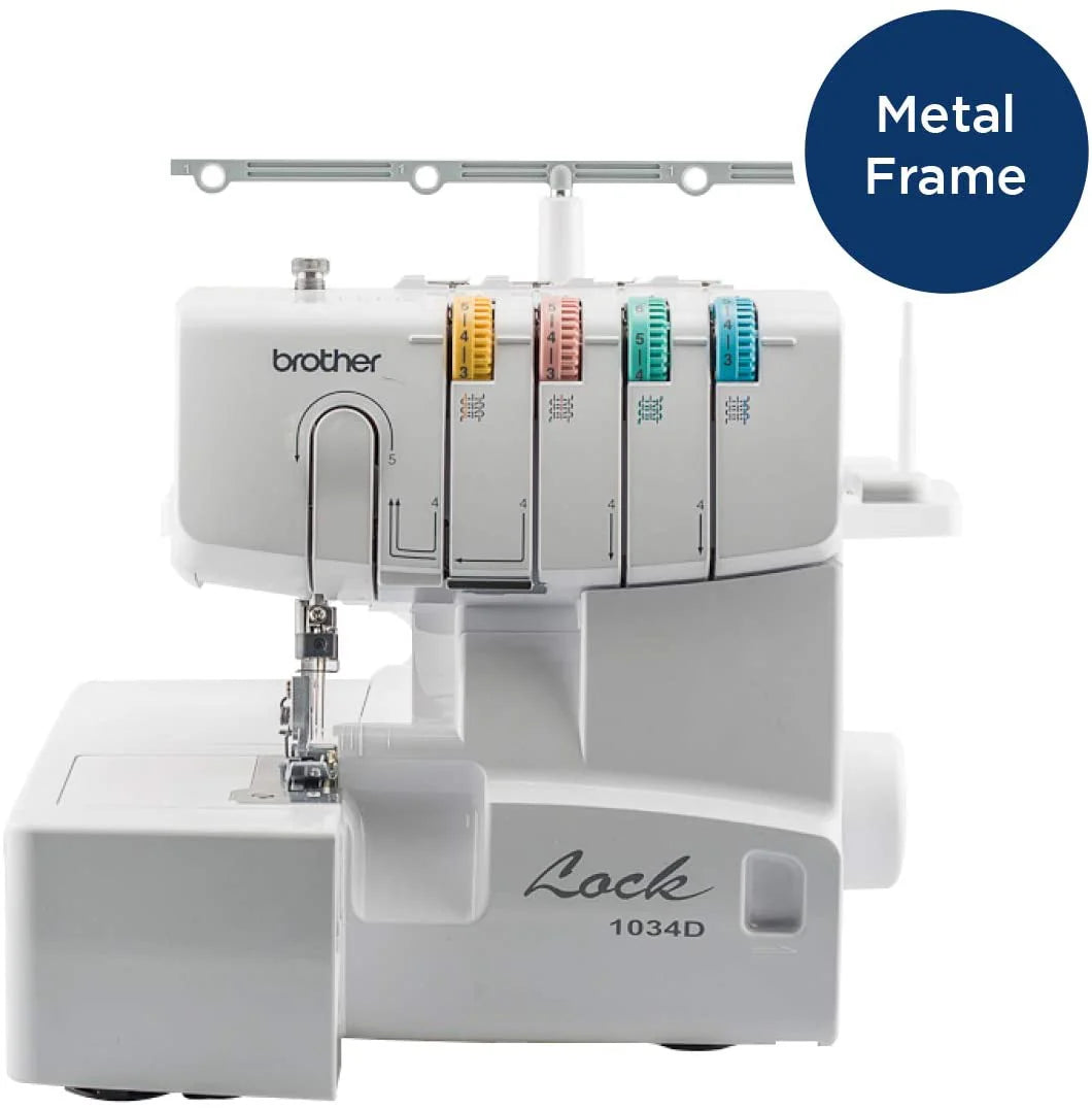 1034D Serger, Heavy-Duty Metal Frame Overlock Machine, 1,300 Stitches Per Minute, Removeable Trim Trap, 3 Included Accessory