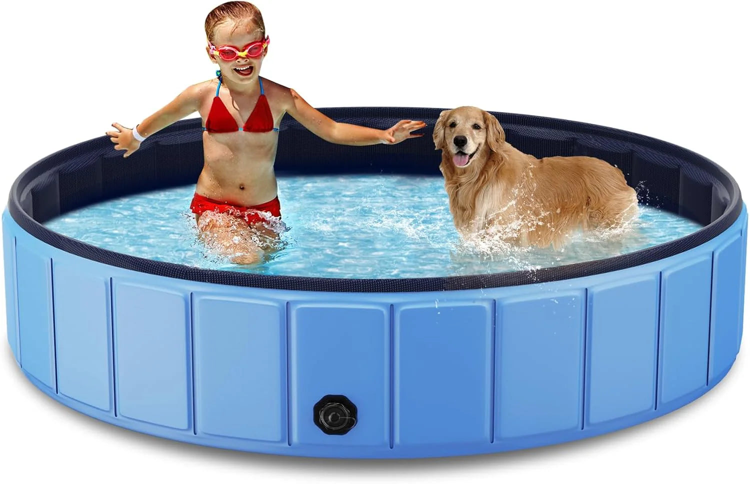Foldable Dog Swimming Pool, 120"x20" Oversize Collapsable Hard Plastic Potable Bathing Tub for Pet Dog Kiddie Pool Indoor and