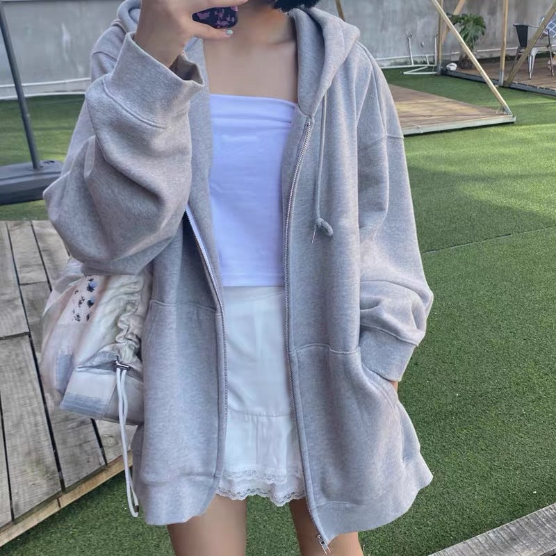 Women's Oversized Zip Up Hoodie Casual Long Sleeve Sweatshirt Jacket