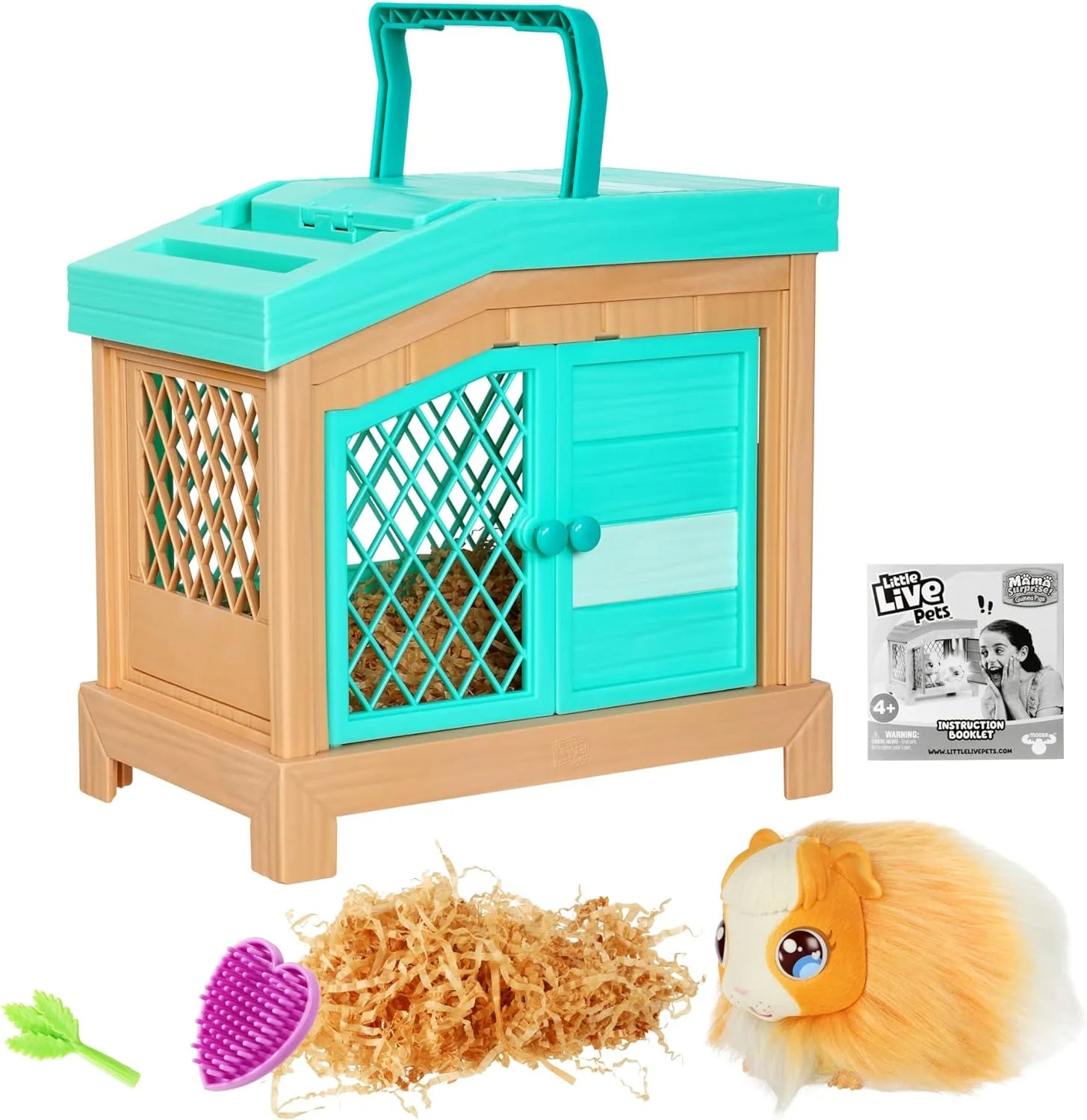 Soft interactive guinea pig and her cage, 20 sounds and reactions