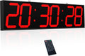 28.5" Double-Sided Digital Wall Clock LED Timer, Temp & Date (White Mocha)