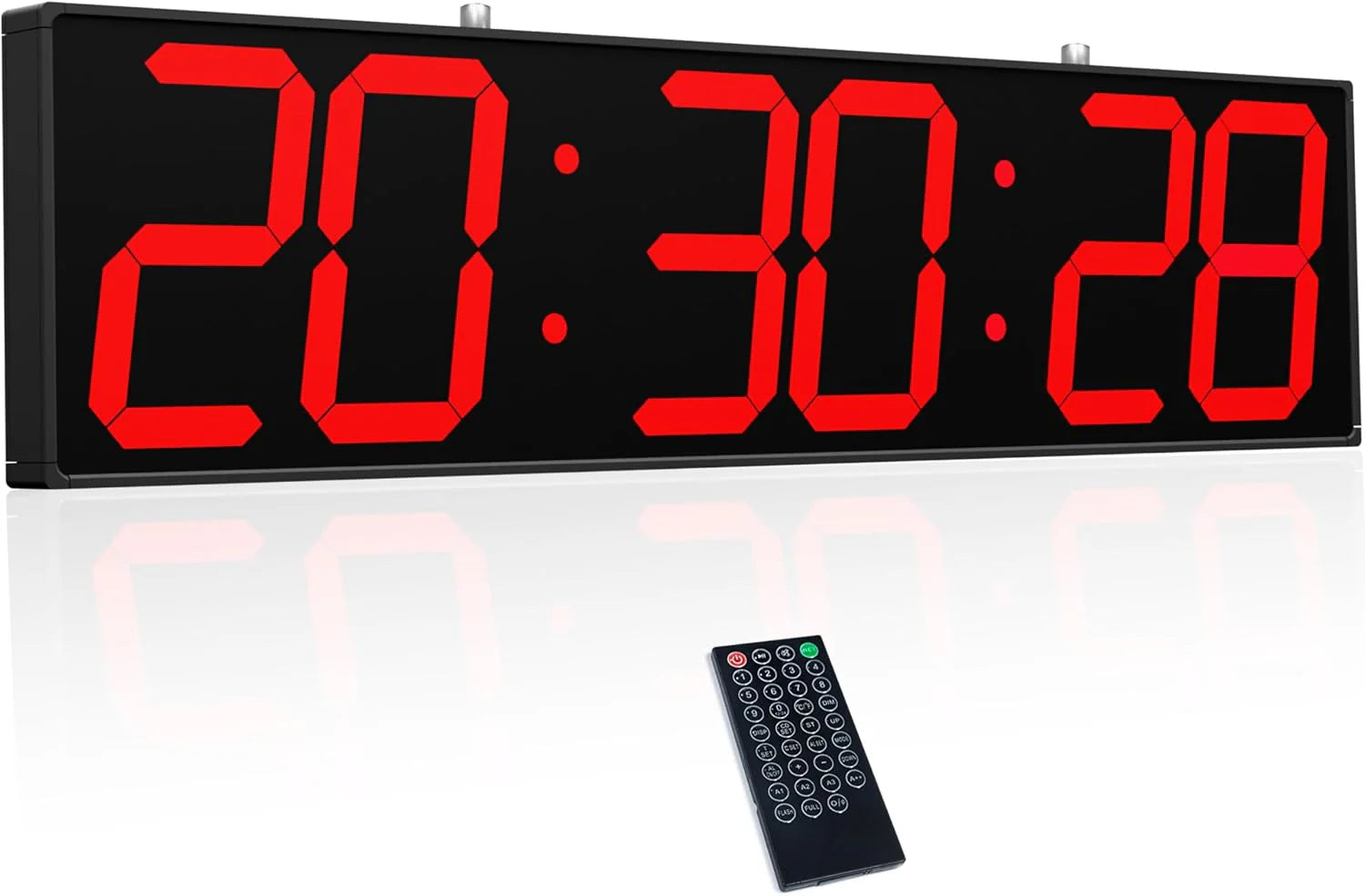 28.5" Double-Sided Digital Wall Clock LED Timer, Temp & Date (White Mocha)