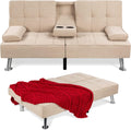 Best Choice Products Linen Upholstered Modern Convertible Folding Futon Sofa Bed for Compact Living Space, Apartment, Dorm