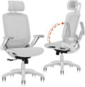 GABRYLLY Ergonomic Office Chair, High Back Home Desk Chair with Headrest, Flip-Up Arms, 90-120° Tilt Lock and Wide Cushion