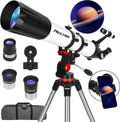 90/800 Azimuth Telescope for Adults & Beginners, Stainless Steel Tripod, Phone Adapter