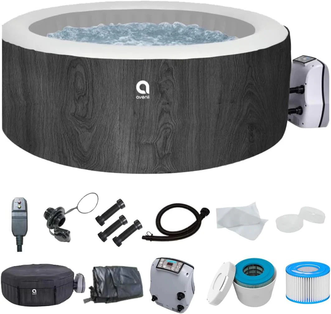 2-3 Person Inflatable Hot Tub 105 Jets, 686L, Dual Heating & Cover