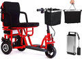 3-Wheel Folding Electric Mobility Scooter Lightweight, Detachable Basket, LED Lights, Black
