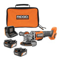 RIDGID 18V Brushless Cordless 4-1/2 in. Paddle Switch Angle Grinder with (2) 4.0 Ah Batteries, Charger, and Bag