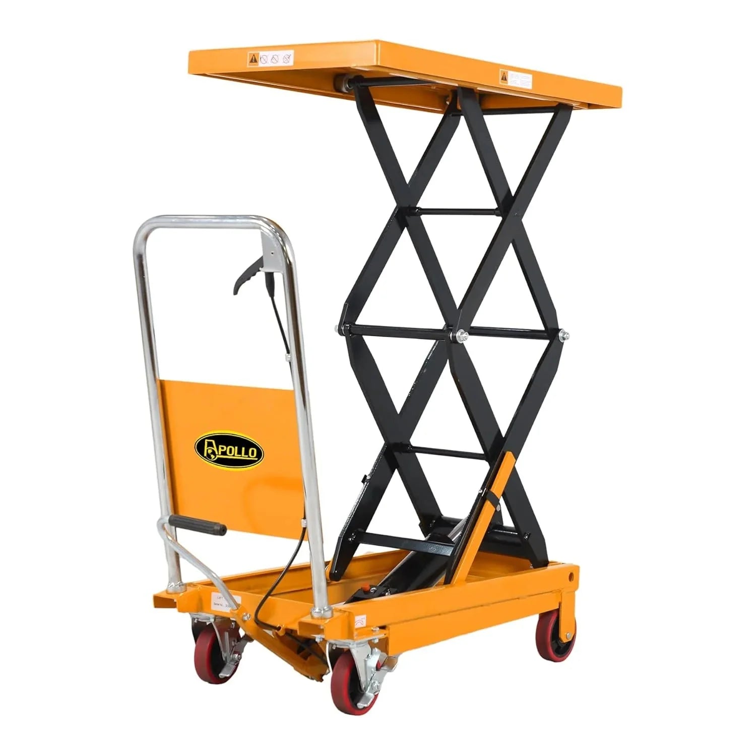 Hydraulic Lift Table Cart 770 lbs Capacity, 51" Max Height, Double Scissor Lift with Safety Guard & 4 Wheels
