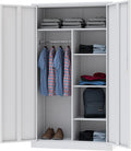 Metal Storage Cabinets Locker with Lock Door, 72'' Clothing Coat Steel Storage Freestanding Wardrobe for Office, Home
