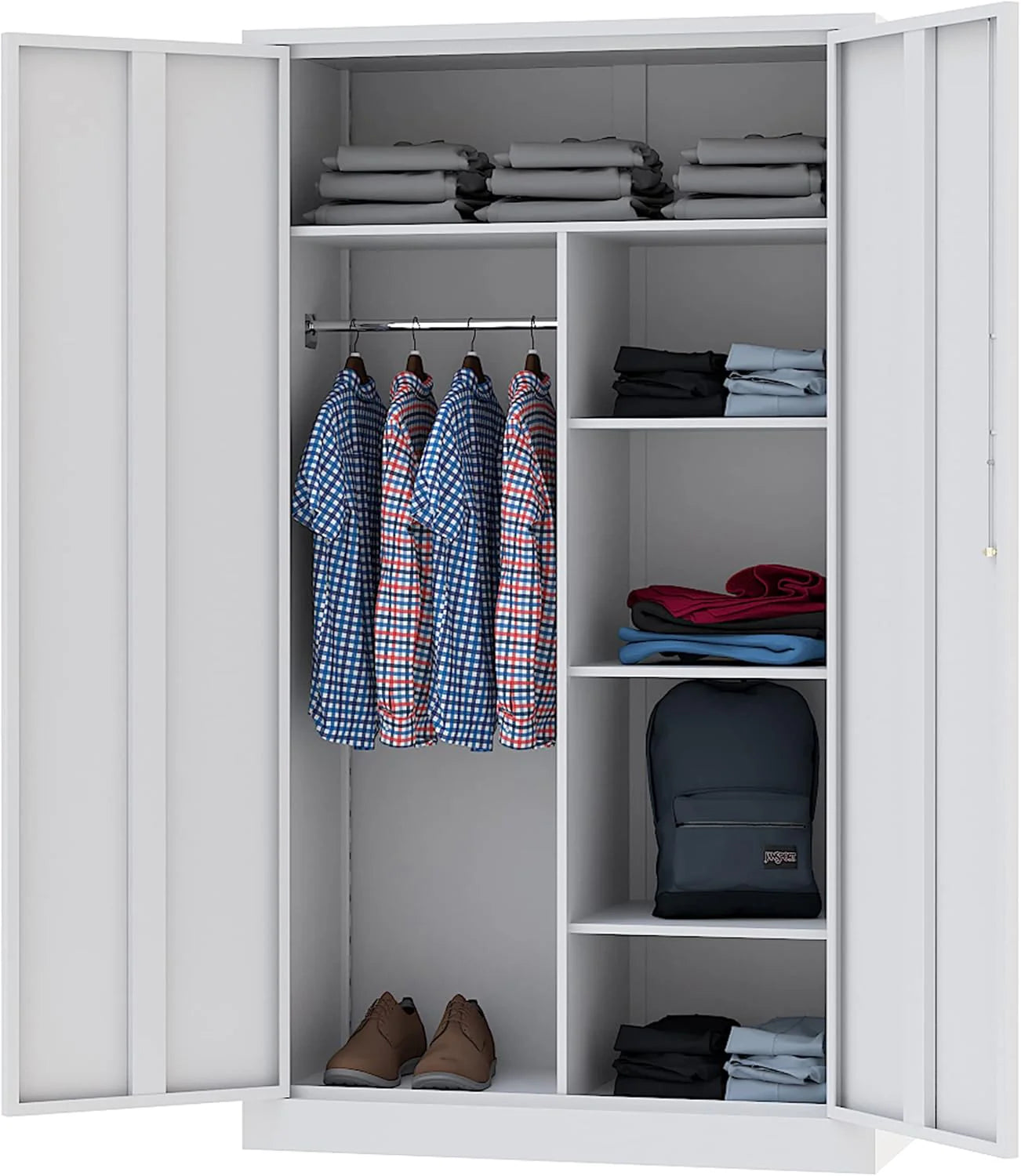 Metal Storage Cabinets Locker with Lock Door, 72'' Clothing Coat Steel Storage Freestanding Wardrobe for Office, Home