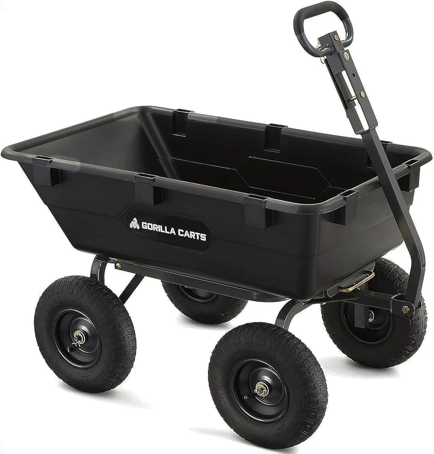 Heavy Duty Poly Utility Dump Wagon Garden Cart w/Pneumatic Tires, 6 Cu Ft - 1200 lb Capacity Outdoor Wheelbarrow for Yard