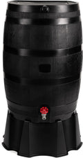 RTS Home Accents 50-Gallon ECO Rain Barrel Made with 100% Recycled Plastic, Flat Back Rain Water Collection Barrel, Black