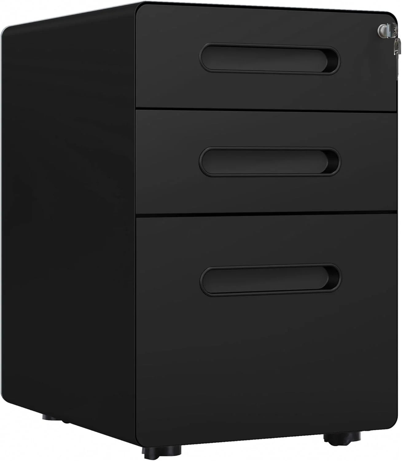3 Drawer Vertical Filing Cabinet with Lock and Wheels, Under Desk Mobile File Cabinet for Legal, A4, Letter Size, Steel Frame
