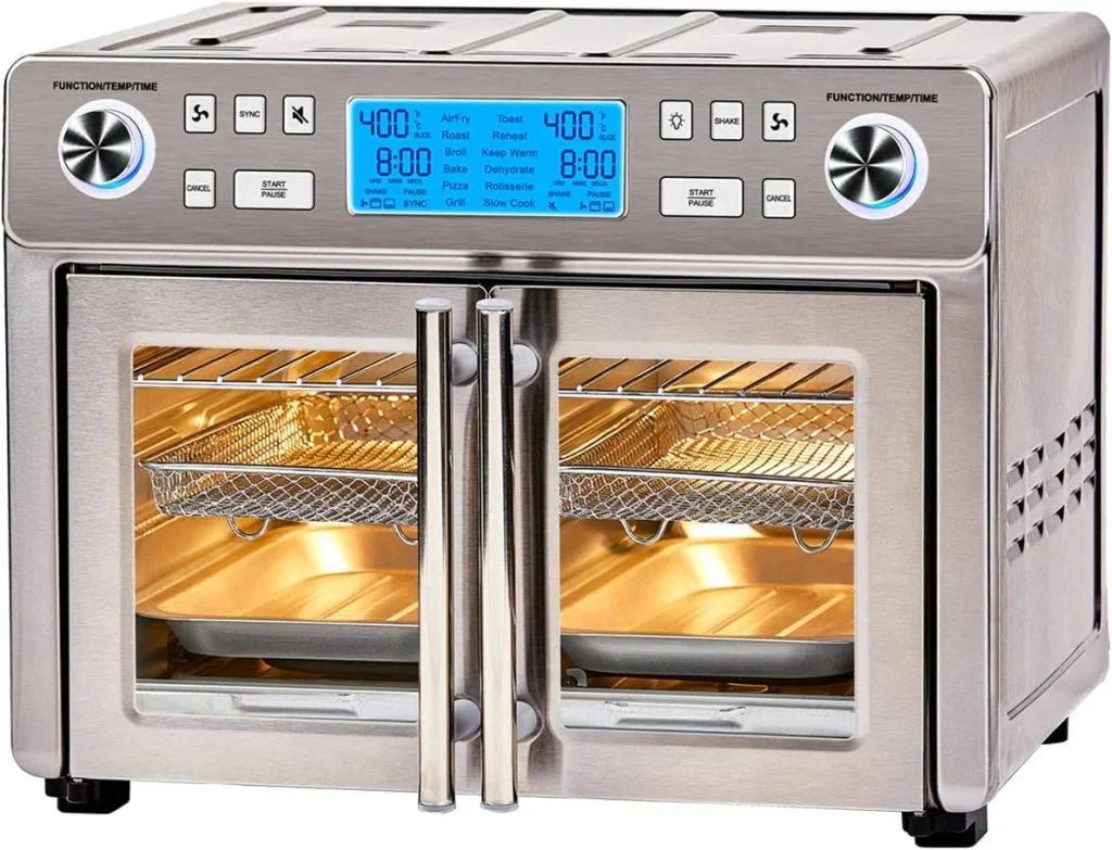 Emeril Lagasse Dual Zone 360 Air Fryer Oven Combo with French Door, 25 QT Extra Large, Cook Two Foods in Different Ways, Up