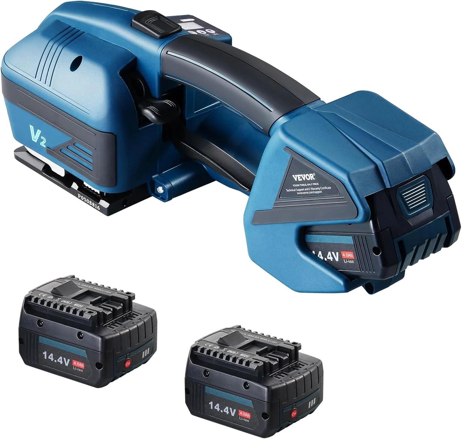 VEVOR Portable Electric Strapping Tool 0.35"-0.63" PP/PET, Digital Display, 2x 5000mAh Batteries