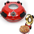 Electric Pizza Oven with Ceramic Stone, Viewing Window, Adjustable Heat Control, Timer and 1200W Baking Power, DIY Homemade