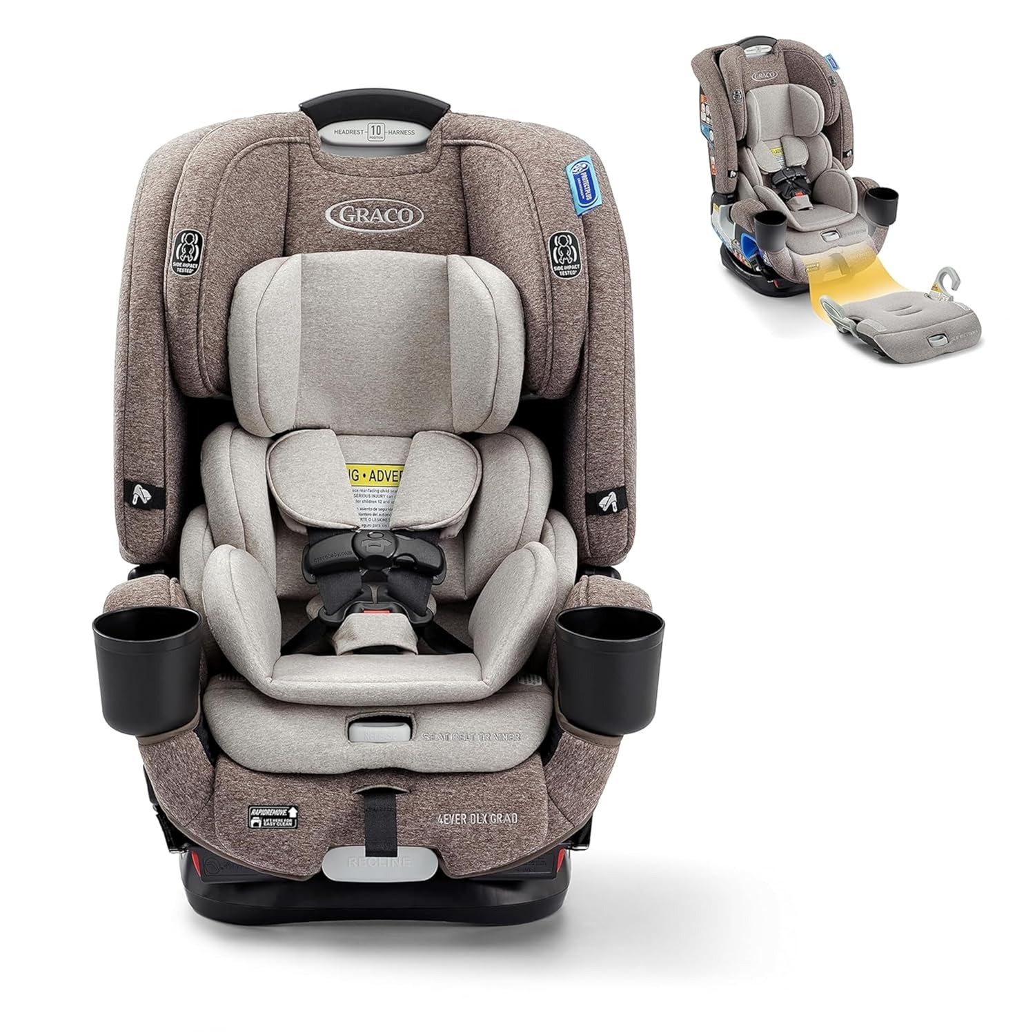 4Ever DLX 4-in-1 Car Seat, Charlie | Infant to Toddler Car Seat, with 10 Years of Use | Rear-Facing, Forward-Facing and