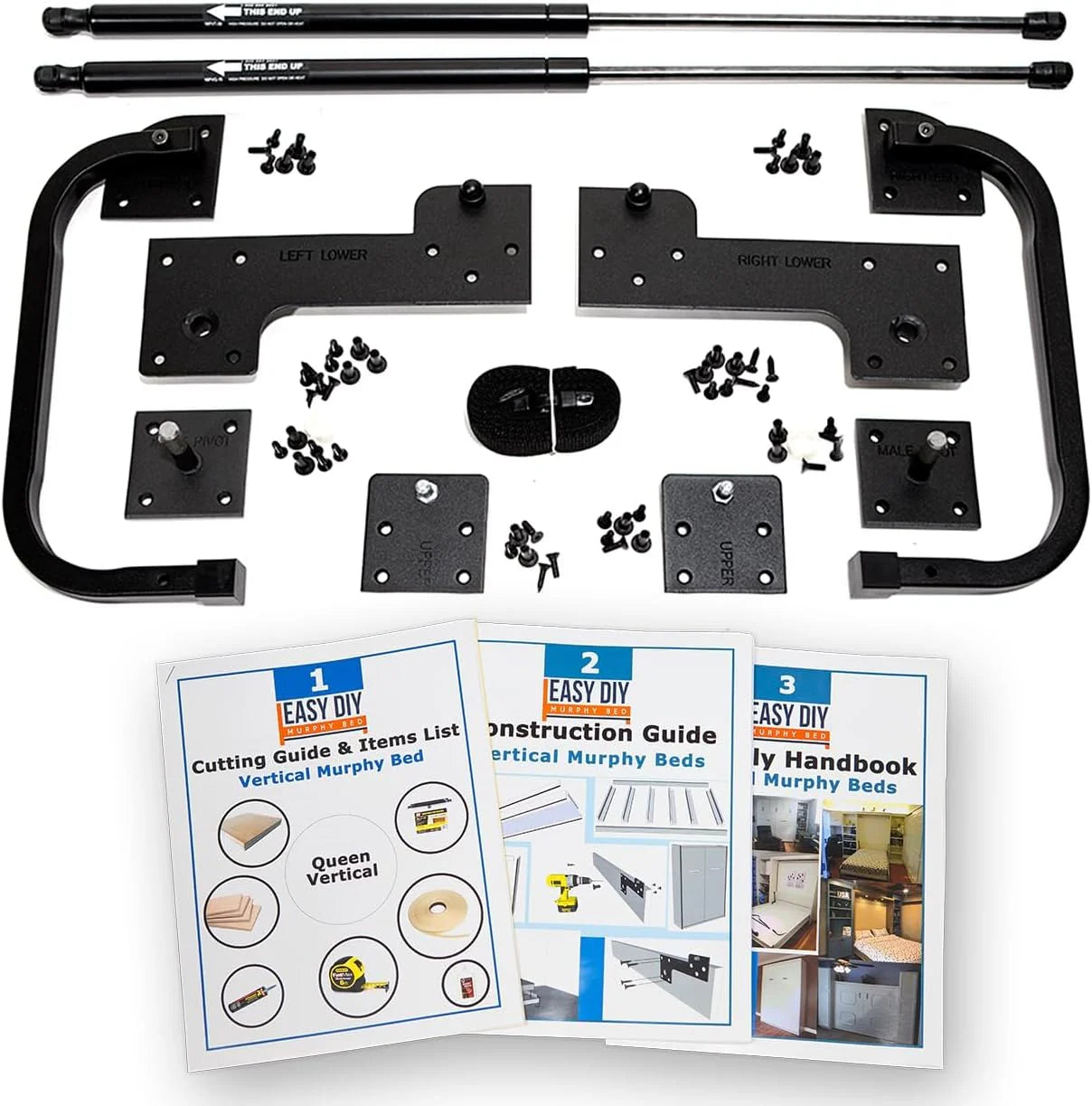 Queen Hardware Kit - Vertical Wall Bed for Space-Saving - Budget-Friendly DIY Setup -Made in CA - Hide Away Design with