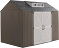 Rubbermaid Resin Outdoor Storage Shed With Floor (7 x 7 Ft) Weather Resistant Gray Organization for Home/Backyard/Garden