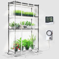 Barrina Mini Greenhouse with LED Grow Light for Indoor Plant, 4-Tier Portable Metal Plant Stand with Wheels, Plant Shelf with