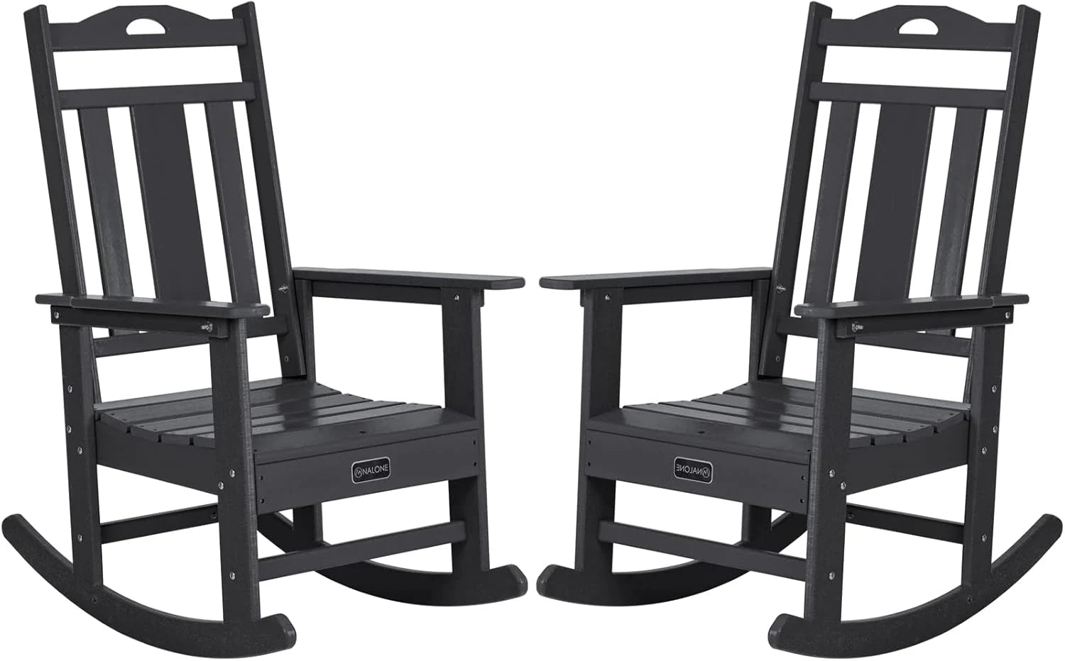 Outdoor Rocking Chairs Set of 2, HDPE All Weather Resistant Rocking Chair for Porch, Oversized Patio Rocker Chair for Adult
