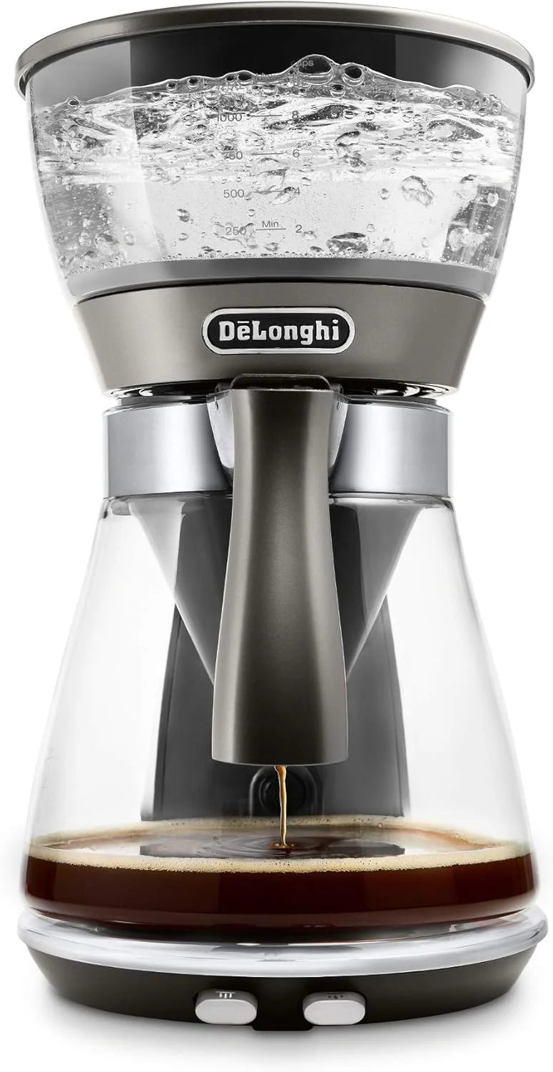 3-in-1 Specialty Coffee Maker, Iced/Cold Brew, Drip & Pour-Over, Glass Carafe, 8-Cup, Silver Metal